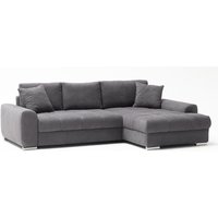 Funktionsecke mit Bettkasten 283 x 181 cm beidseitig montierbar Grau