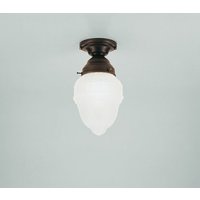 Wohnliche Deckenleuchte Antik Messing Glas L:12 cm E27 Wohnliche Deckenleuchte Antik Messing Glas L:12 cm E27 von Berliner Messingleuchten