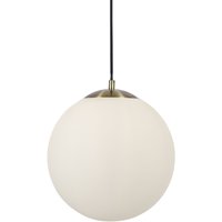 Wohnliche Hängelampe Glas Metall in Messing Weiß Ø30 cm von Searchlight