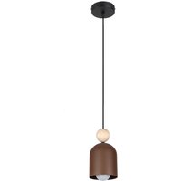 Wohnliche Hängelampe Rostbraun Metall Holz E27 Ø11 cm von Belis