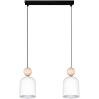 Wohnliche Hängelampe Schwarz Weiß Metall Holz E27 46 cm von Belis