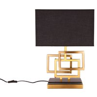 Wohnliche Tischleuchte Schwarz Gold Stoff blendarm E27 von Invicta Interior