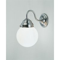 Wohnliche Wandlampe Echt-Messing Glas Nickel E27 Kugel von Berliner Messingleuchten GmbH