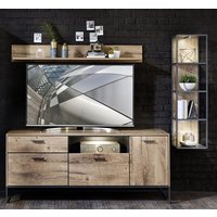 Wohnwand 2-tlg 240cm MANHATTAN von Wohn-Concept Haveleiche Cognac / Metallgestell graphit