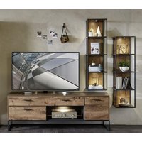 Wohnwand 3-tlg 295cm MANHATTAN von Wohn-Concept Haveleiche Cognac / Metallgestell graphit