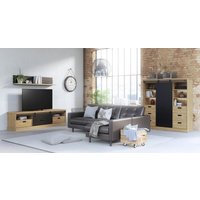 Wohnwand 3-tlg 360cm KASZIMIRO von Forte Waterford Eiche / Schwarz