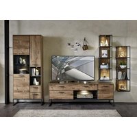 Wohnwand 4-tlg 320cm MANHATTAN von Wohn-Concept Haveleiche Cognac / Metallgestell graphit