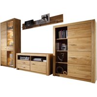 Wohnwand 4-tlg 349cm HARTFORD Wildeiche / Asteiche massiv geölt