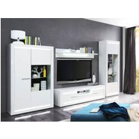 Wohnwand 4-tlg inkl Beleuchtung L-Light von Forte Weiss Hochglanz