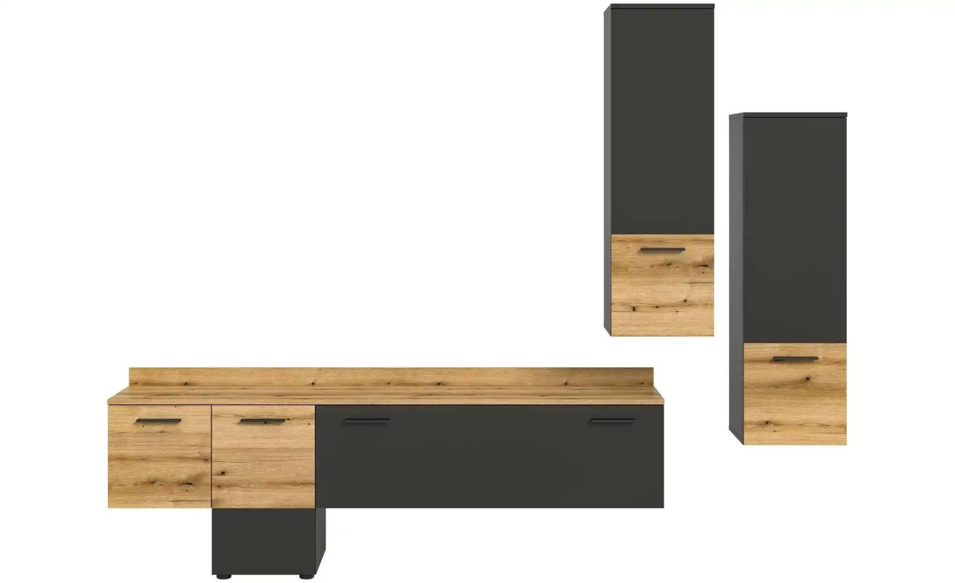 Wohnwand   ¦ grau ¦ Maße (cm): B: 247 H: 196 Kommoden & Sideboards > Wohnwände - Möbel Kraft