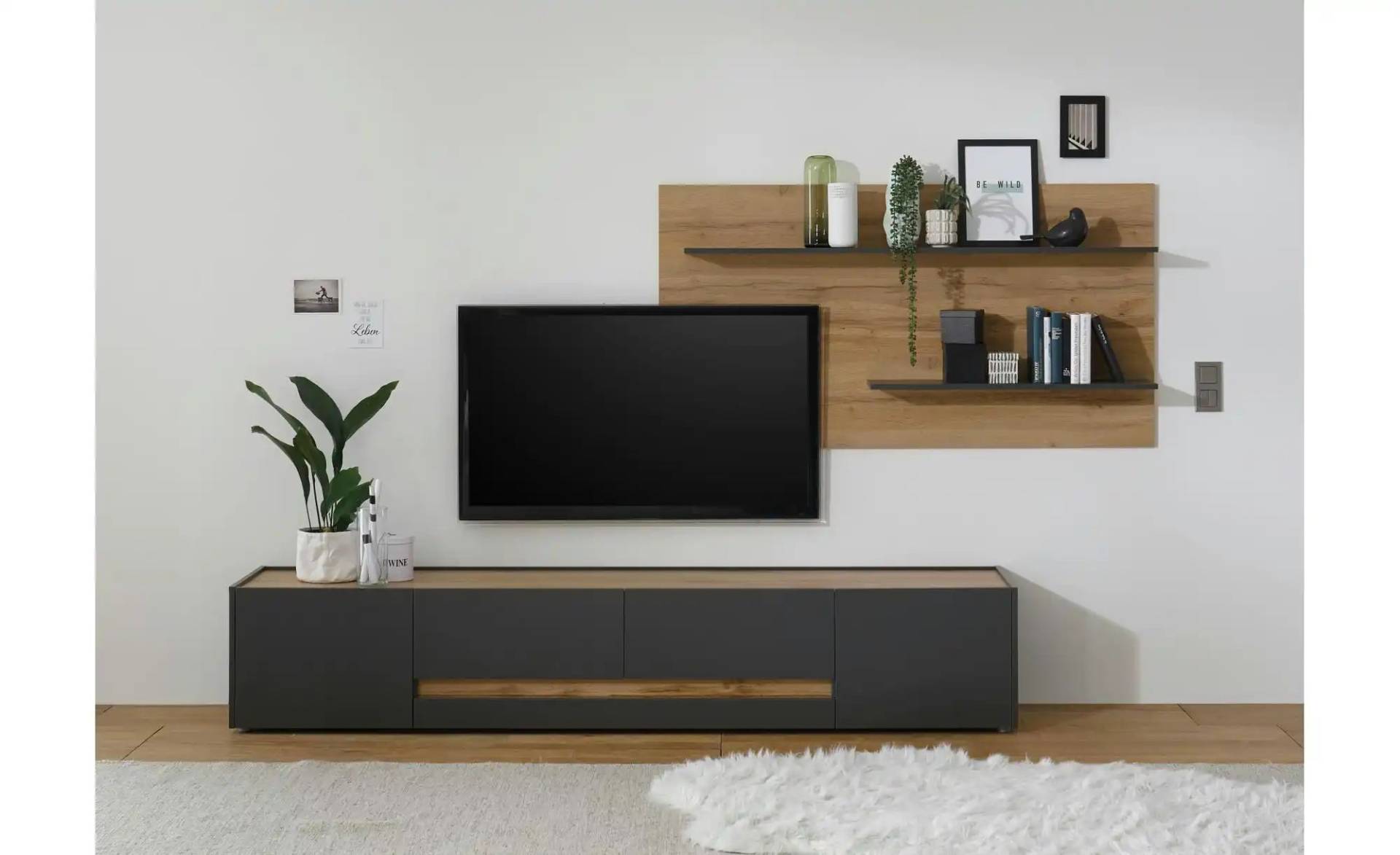 Wohnwand   ¦ grau ¦ Maße (cm): B: 300 H: 45 Kommoden & Sideboards > Wohnwände - Möbel Kraft