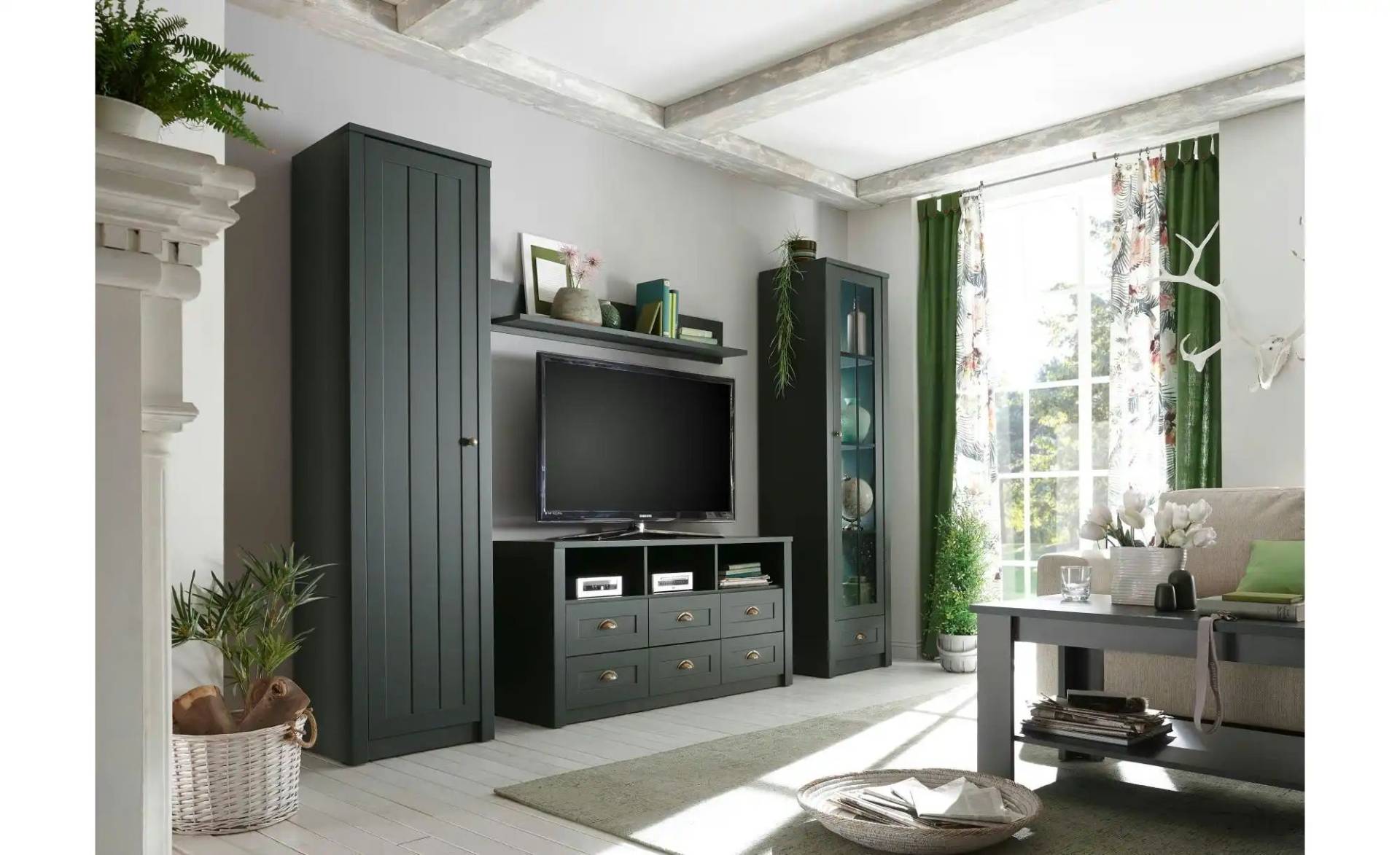 Wohnwand   ¦ grün ¦ Maße (cm): B: 270 H: 198 Kommoden & Sideboards > Wohnwände - Möbel Kraft