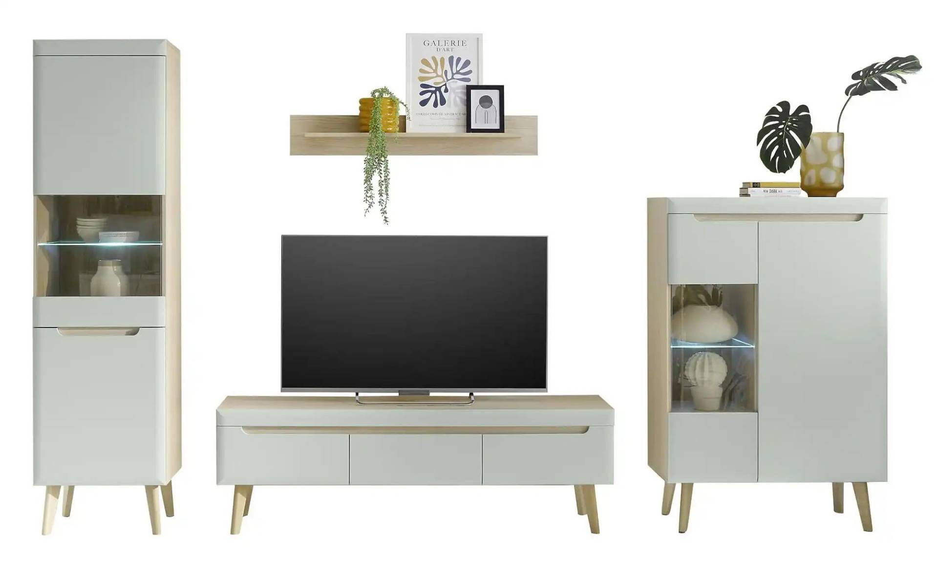 Wohnwand   ¦ grün ¦ Maße (cm): B: 343 H: 197 Kommoden & Sideboards > Wohnwände - Möbel Kraft