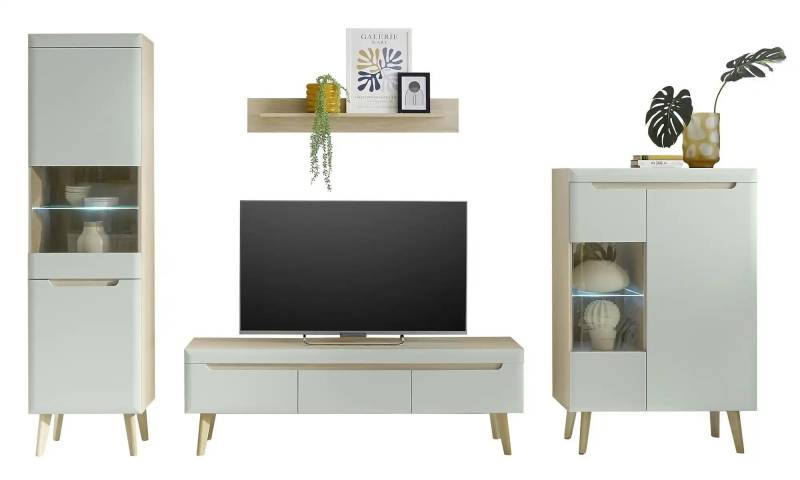Wohnwand   ¦ grün ¦ Maße (cm): B: 343 H: 197 Kommoden & Sideboards > Wohnwände - Möbel Kraft