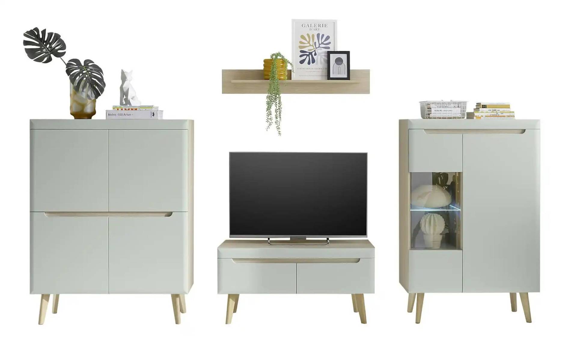 Wohnwand   ¦ grün ¦ Maße (cm): B: 344 H: 170 Kommoden & Sideboards > Wohnwände - Möbel Kraft