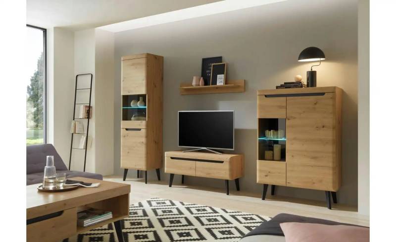 Wohnwand   ¦ holzfarben ¦ Maße (cm): B: 290 H: 197 T: 40.0 Kommoden & Sideboards > Wohnwände - Höffner