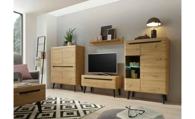 Wohnwand   ¦ holzfarben ¦ Maße (cm): B: 344 H: 170 T: 40.0 Kommoden & Sideboards > Wohnwände - Möbel Kraft