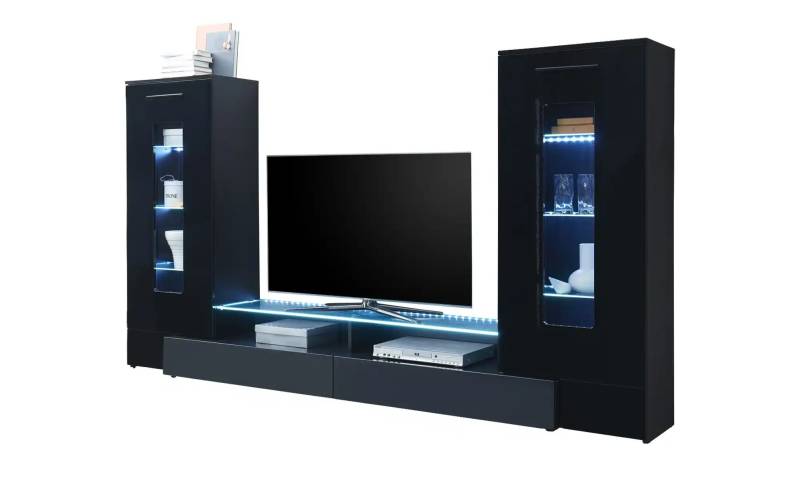 Wohnwand   ¦ schwarz ¦ Maße (cm): B: 265 H: 147 T: 40.0 Kommoden & Sideboards > Wohnwände - Möbel Kraft