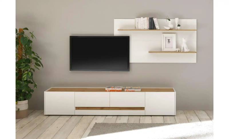 Wohnwand   ¦ weiß ¦ Maße (cm): B: 300 H: 45 Kommoden & Sideboards > Wohnwände - Möbel Kraft