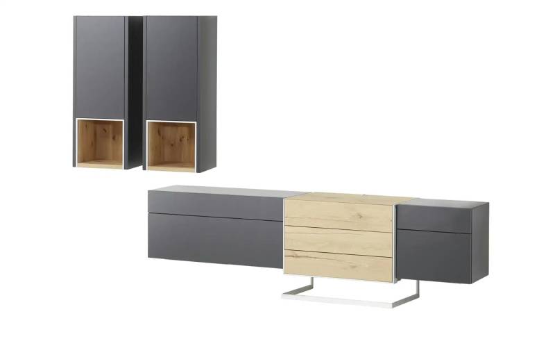 Wohnwert Wohnwand  Media Design ¦ schwarz ¦ Maße (cm): B: 273 H: 198 T: 48.0 Kommoden & Sideboards > Wohnwände - Möbel Kraft