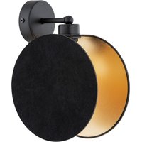 Wohnzimmer Stoff Metall rund Ø 20 cm in Schwarz Gold E27 von Emibig