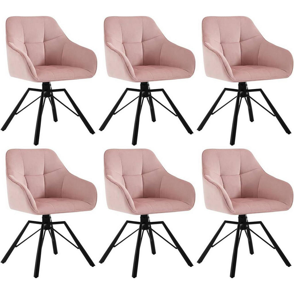 Woltu Armlehnstuhl, Rosa, Textil, Metall, Kariert, Drehkreuz, 57x82.5x54 cm, Esszimmer, Stühle, Esszimmerstühle, Armlehnenstühle von Woltu