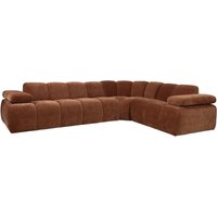 Ecksofa Mojo aus Flachcord Rechts, Rostbraun