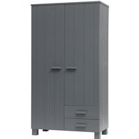 Kleiderschrank Dennis aus Kiefernholz, Dunkelgrau