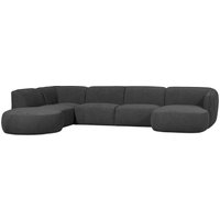 Sofa Polly U-Form aus Webstoff Links, Grau