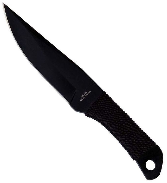 Wurfmesser schwarz, Kordelgriff asymmetrische Klinge von Haller