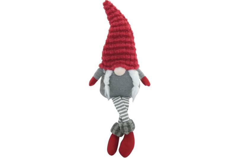 X-MAS Weihnachts Wichtel Frau sitzend 35 cm mit weiße Zöpfe Kantenhocker