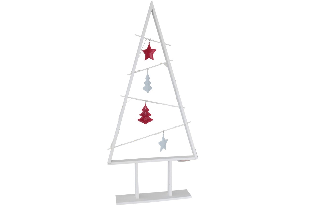 X-Mas Holzbaum 78 cm mit 15 LEDs & Baumschmuck