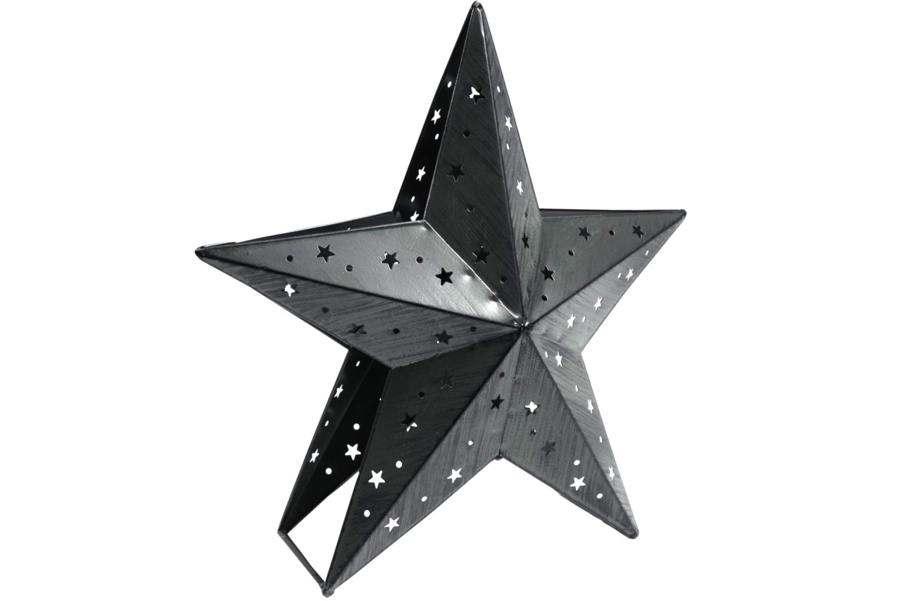 X-Mas Metallstern mit Teelichthalter grau-washed 58 cm
