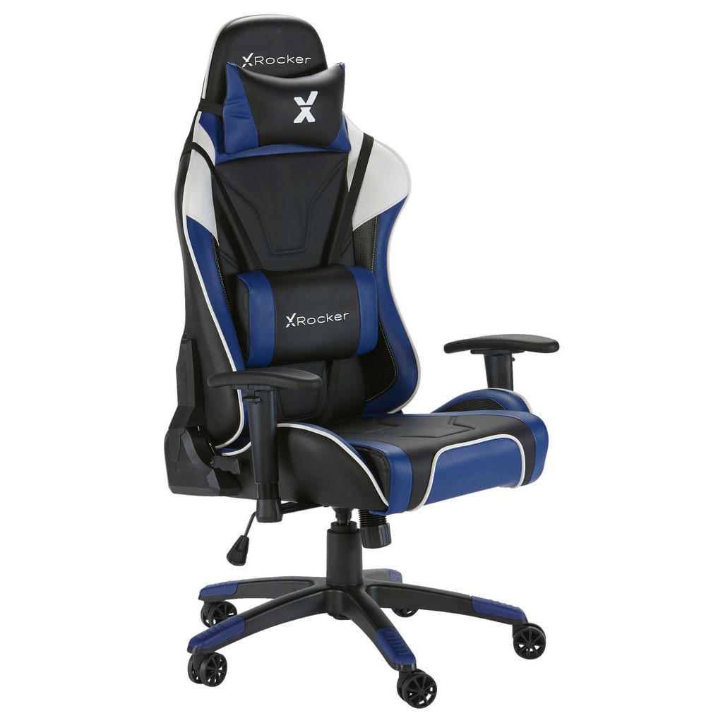 X Rocker Gamingstuhl, Blau, Schwarz, Metall, Kunststoff, Textil, Drehkreuz, 59.9x122x66 cm, Wippfunktion, Sitzfläche 360° drehbar, abwischbar, Nackenkissen abnehmbar, Lendenkissen ergonomische Rückenlehne, Kinder- & Jugendzimmer, Jugendmöbel, Gamingstühle X Rocker Gamingstuhl, Blau, Schwarz, Metall, Kunststoff, Textil, Drehkreuz, 59.9x122x66 cm, Wippfunktion, Sitzfläche 360° drehbar, abwischbar, Nackenkissen abnehmbar, Lendenkissen ergonomische Rückenlehne, Kinder- & Jugendzimmer, Jugendmöbel, Gamingstühle von X Rocker