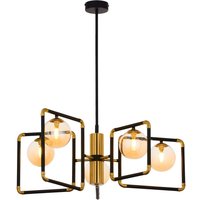 XXL Deckenlampe Metall Glas Schwarz Bernstein Gold 83 cm von Zaklad Wielobranzowy Export-Import-Jupiter