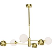 XXL Deckenleuchte in Gold Metall Glas 94 cm G9 GU10 von Zaklad Wielobranzowy Export-Import-Jupiter