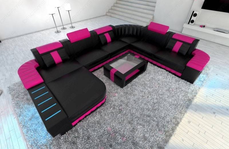 XXL Leder Wohnlandschaft Bellagio mit LED
