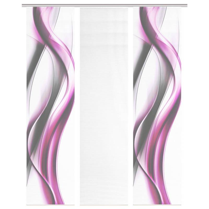 XXXLutz FLÄCHENVORHANG Grau, Weiß, Pink