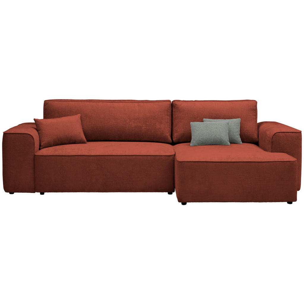 Xora Ecksofa, Rost, Textil, 3-Sitzer, Füllung: Silikon, Schaumstoffflocken,Silikon, Schaumstoffflocken, Ottomane rechts, L-Form, 288x152 cm, Stoffauswahl, seitenverkehrt erhältlich, Hocker Rücken echt, Wohnzimmer, Sofas & Couches, Wohnlandschaften, Ecksofas von Xora