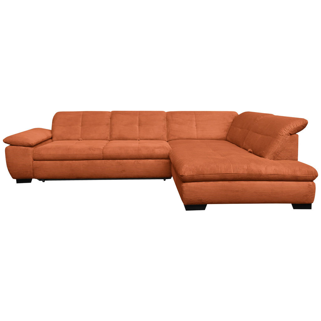 Xora Ecksofa, Rost, Textil, 5-Sitzer, Ottomane rechts, L-Form, 313x242 cm, Typenauswahl, Bettkasten erhältlich, Fußauswahl, Stoffauswahl, Armteilvarianten, seitenverkehrt Bettfunktion Hocker Rückenfutter, Wohnzimmer, Sofas & Couches, Wohnlandschaften, Ecksofas von Xora