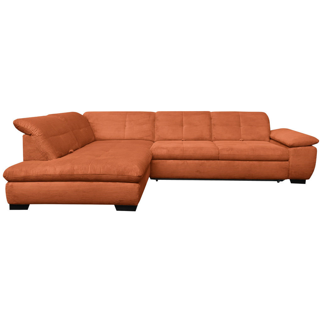 Xora Ecksofa, Rost, Textil, 5-Sitzer, Ottomane links, L-Form, 313x242 cm, Typenauswahl, Bettkasten erhältlich, Fußauswahl, Stoffauswahl, Armteilvarianten, seitenverkehrt Bettfunktion Hocker Rückenfutter, Wohnzimmer, Sofas & Couches, Wohnlandschaften, Ecksofas von Xora