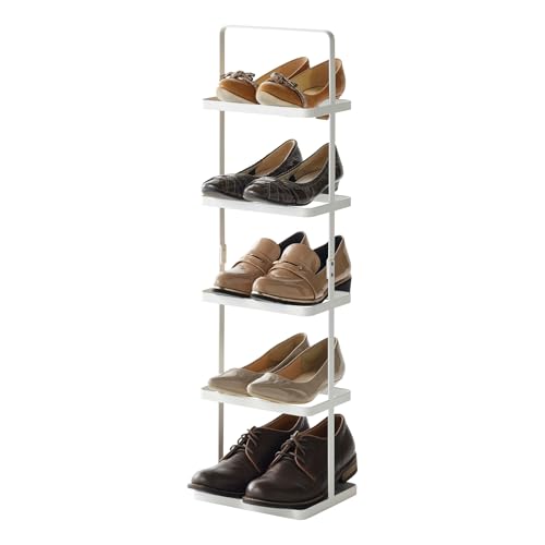 Yamazaki 2478 TOWER Schuhregal, weiß, Stahl, Minimalistisches Design, 22 x 18 x 77,5 cm (LxBxH) von YAMAZAKI