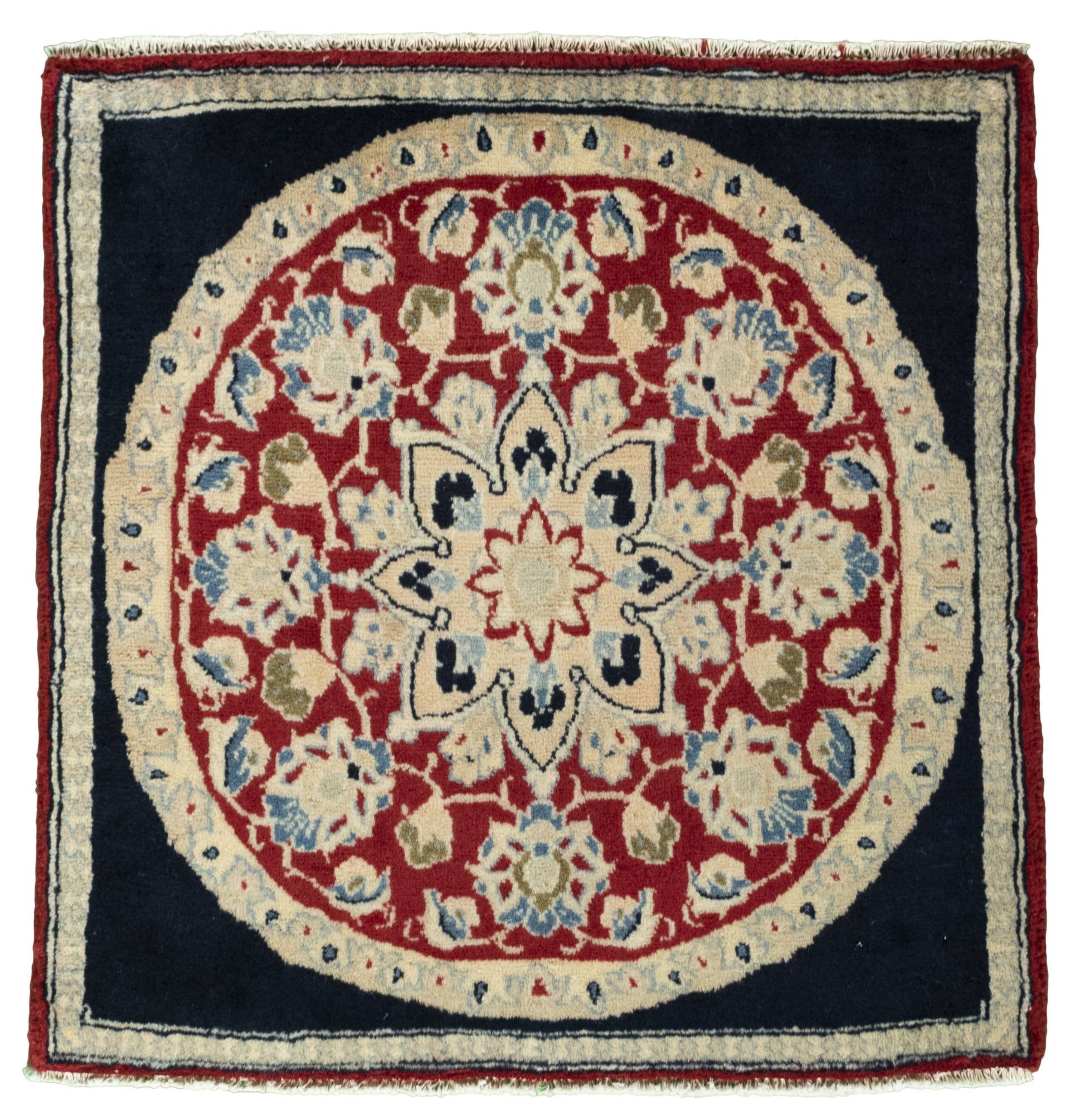 Yazd Perserteppich 70x70 Weiss (Iran) Handgeknüpft von Rugway