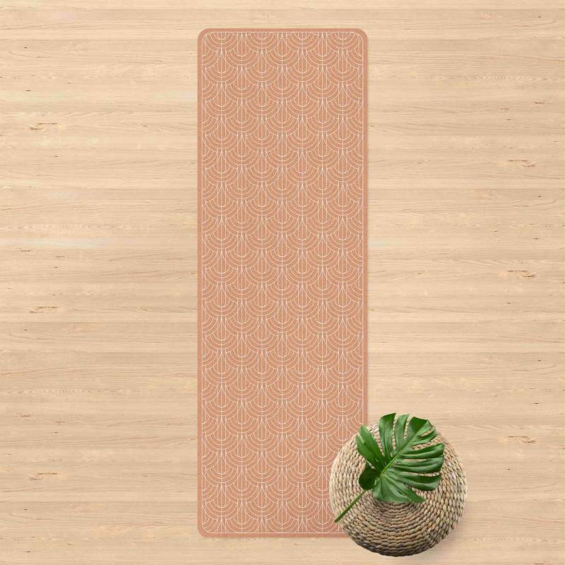 Yogamatte Kork Art Deco Vorhang Muster Weiß