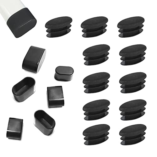 Zaky Kunststoff Schreibtisch Stuhl Füße Oval Rohr einfügen Endkappe 15 x 30mm Oval Stuhlbein Kappen PVC Möbel Pad Tischfüße Abdeckungen Bodenschutz 20 Stück (Schwarz) von Zaky