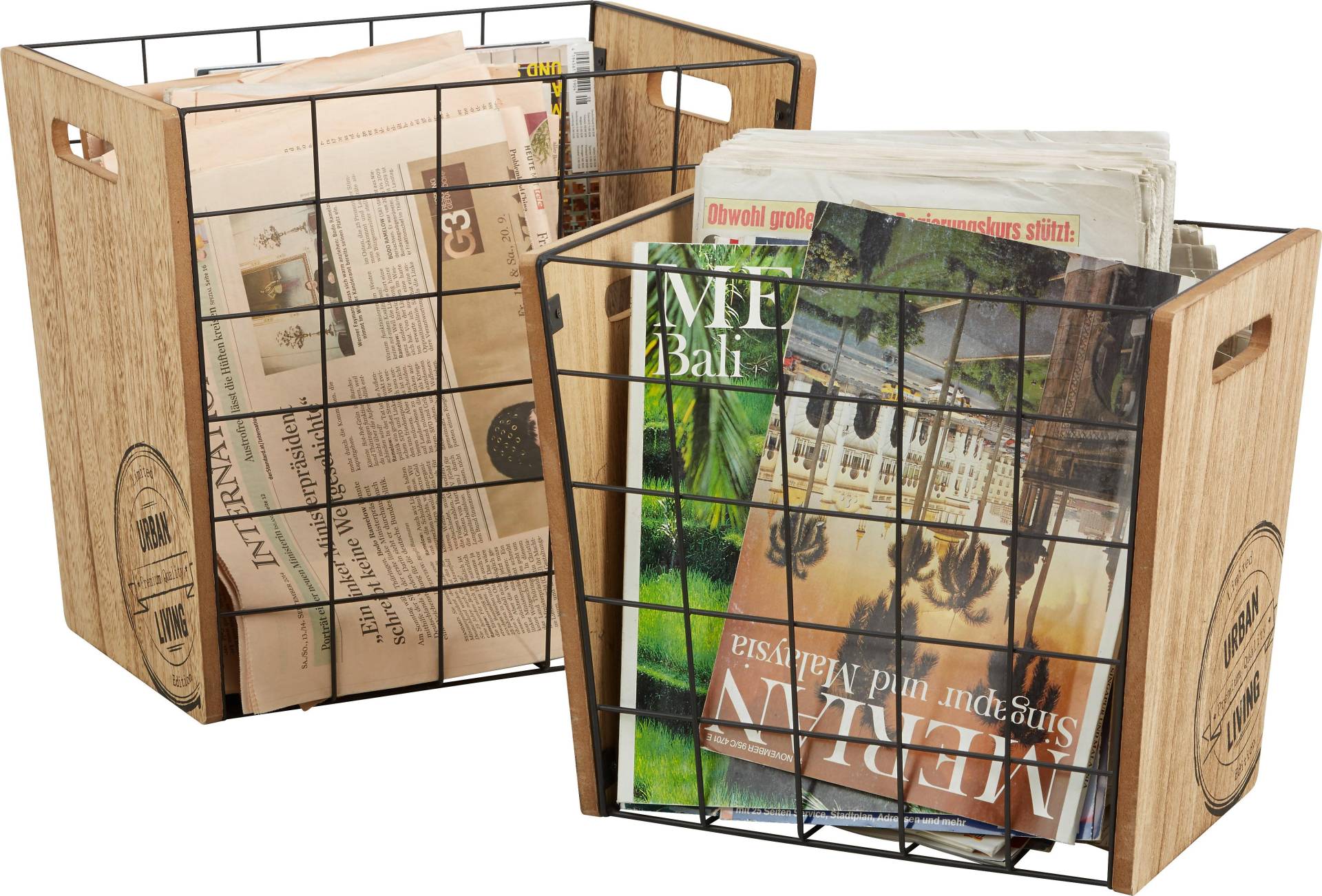 Zeitungsständer Naturfarben, 2er Set