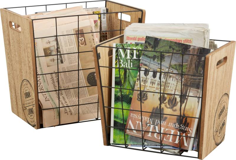 Zeitungsständer Naturfarben, 2er Set