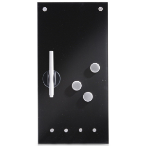 Zeller Glas Memoboard, mit Haken, Als Magnettafel und Schlüsselboard nutzbar und komplett beschreibbar, Maße: 20 x 4 x 40 cm, schwarz