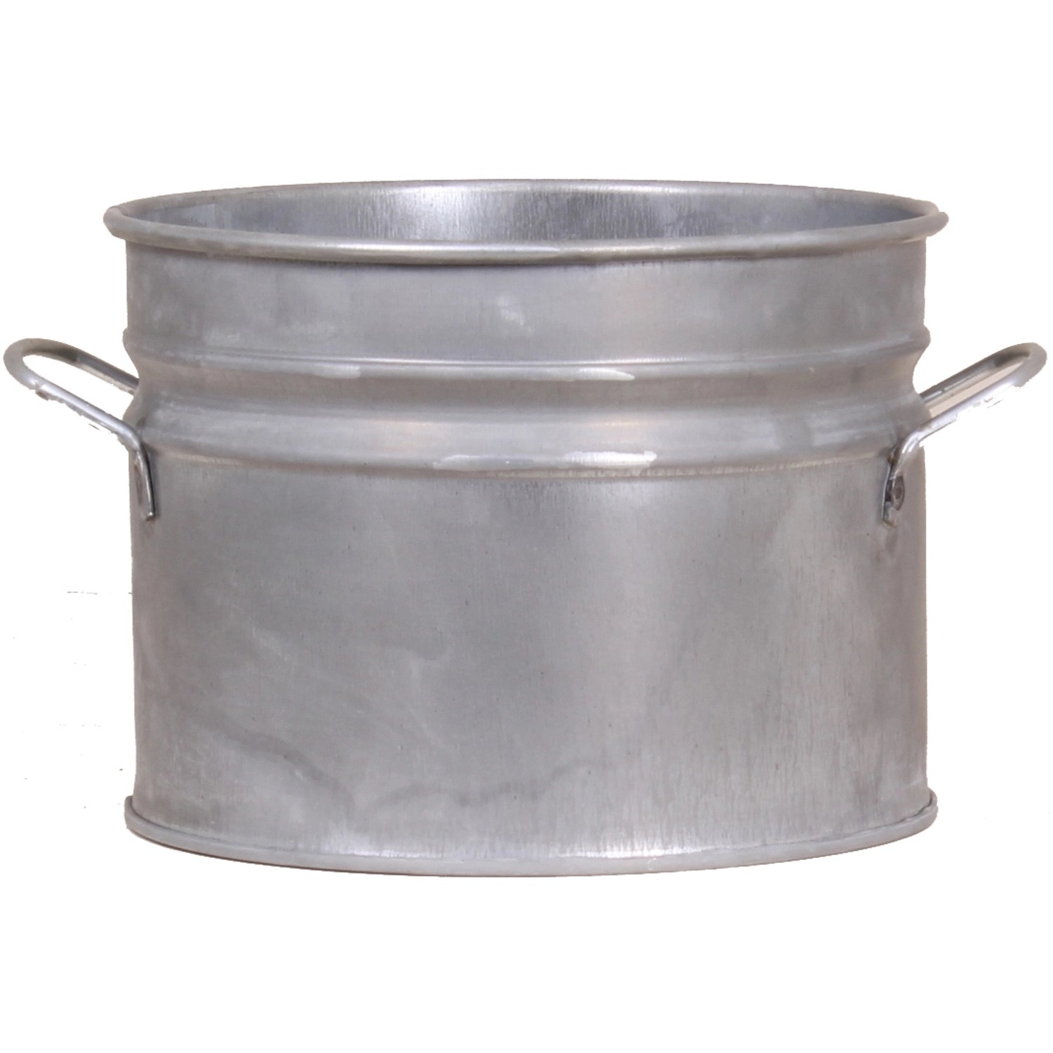 Zink-Übertopf mit Griffen Ø 16 cm x 13 cm Silber Zink-Übertopf mit Griffen Ø 16 cm x 13 cm Silber