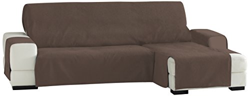 Eysa Praktische Sofahüllen, Chaiselongue 240 cm, Rechte Vorderansicht, Stoff, Braun, Drei Quadrate, 29 x 9 x 37 cm von Eysa